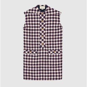 NWT Gucci Check Tweed Tunic Dress in Blue Size 40